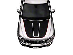 Hood Graphic without Washer Nozzle Cutouts; Matte Black with Red Outline (11-21 Jeep Grand Cherokee WK2, Excluding Trackhawk)