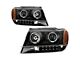 LED Halo Projector Headlights; Black Housing; Clear Lens (99-04 Jeep Grand Cherokee WJ)