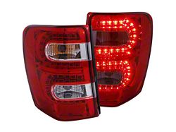 LED Tail Lights; Chrome Housing; Red Clear Lens (99-04 Jeep Grand Cherokee WJ)