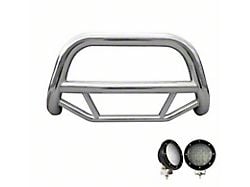 Max Bull Bar with 5.30-Inch Black Round Flood LED Lights; Stainless Steel (08-10 Jeep Grand Cherokee WK)