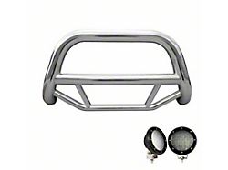 Max Bull Bar with 5.30-Inch Black Round Flood LED Lights; Stainless Steel (11-21 Jeep Grand Cherokee WK2 w/ Front Tow Hooks)