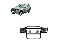 Modular Grille Guard with 5.30-Inch Black Round Flood LED Lights; Black (99-04 Jeep Grand Cherokee WJ)