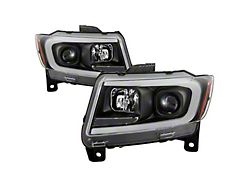 Signature Series Light Bar Projector Headlights; Black Housing; Clear Lens (11-13 Jeep Grand Cherokee WK2 w/ Factory Halogen Headlights)