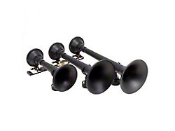 Universal Spare Tire Location Train Horn Kit with Model 730 Triple Horn; Black (Universal; Some Adaptation May Be Required)