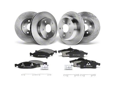 Vented and Solid Brake Rotor and Pad Kit; Front and Rear (99-02 Jeep Grand Cherokee WJ w/ Teves Calipers)
