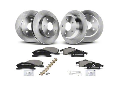 Vented and Solid Brake Rotor and Pad Kit; Front and Rear (99-02 Jeep Grand Cherokee WJ w/ Akebono Calipers; 03-04 Jeep Grand Cherokee WJ)