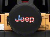 Jeep Licensed by TruShield American Flag Logo Spare Tire Cover (66-18 Jeep CJ5, CJ7, Wrangler YJ, TJ & JK)