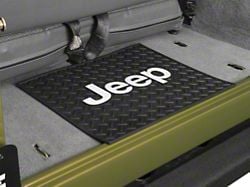 Rear Utility Floor Mat with Jeep Logo; Black (66-25 Jeep CJ5, CJ7, Wrangler YJ, TJ, JK & JL, Excluding 4xe)