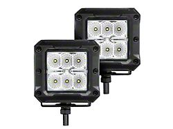 Go Rhino 3-Inch x 3-Inch Bright Series LED Light Pods; Flood Beam (Universal; Some Adaptation May Be Required)