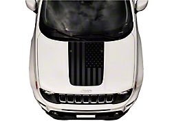 American Flag Hood Graphic; Black with Gloss Black Outline (15-23 Jeep Renegade BU)