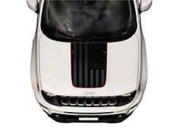 American Flag Hood Graphic; Black with Red Outline (15-23 Jeep Renegade BU)