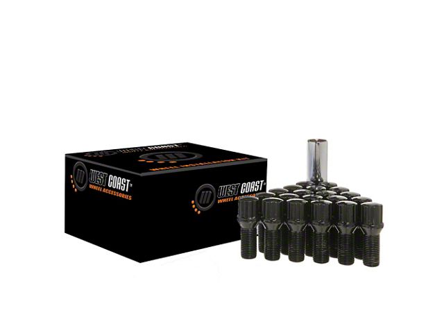 Black Conical Spline Lug Bolt Kit; M12x1.25; Set of 20 (15-23 Jeep Renegade BU)