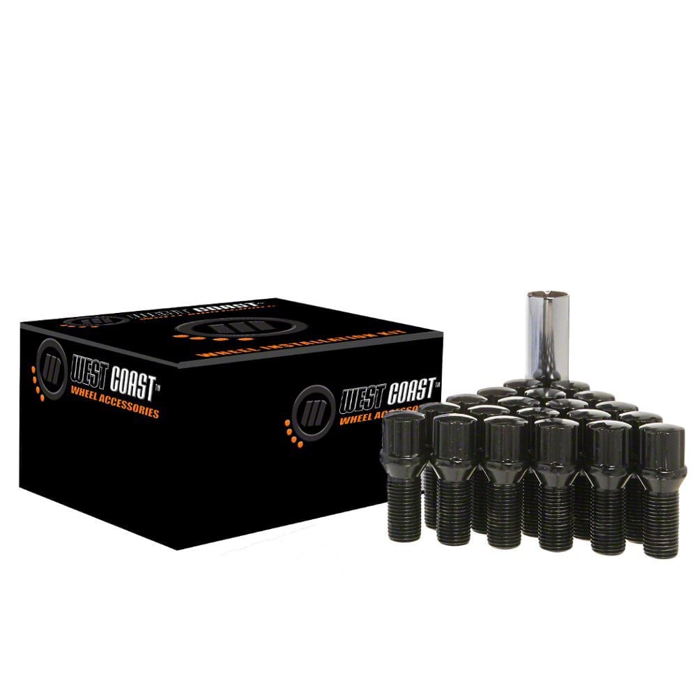 Jeep Renegade Black Conical Spline Lug Bolt Kit; M12x1.25; Set of 20 ...