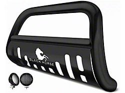 Bull Bar with 5.30-Inch Black Round Flood LED Lights; Black (16-23 Jeep Renegade BU)