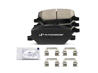 Ceramic Brake Pads with Pad Wear Sensor; Front and Rear (15-23 Jeep Renegade BU)