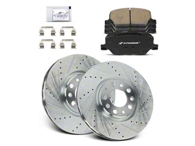 Drilled and Slotted Brake Rotor and Pad Kit; Front (15-23 Jeep Renegade BU)