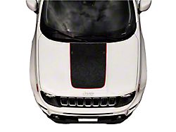 Hood Graphic without Washer Nozzle Cutouts; Matte Black with Red Outline (15-23 Jeep Renegade BU)