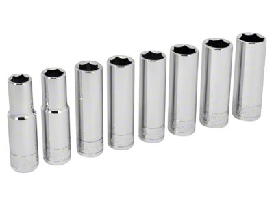 1/2-Inch Drive Metric Deep Wall Socket Set; 8-Piece Set