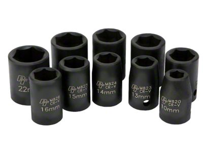 1/2-Inch Drive Metric Socket Set; 10-Piece Set