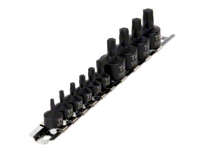 1/4 and 3/8-Inch Drive Torx Impact Bit Socket Set; 10-Piece Set