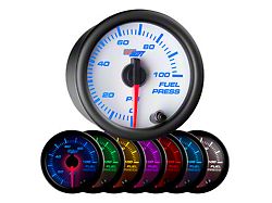 100 PSI Fuel Pressure Gauge; White 7 Color (Universal; Some Adaptation May Be Required)