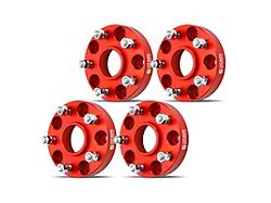 1.25-Inch 5-Lug Wheel Spacers; Red; Set of Four (07-18 Jeep Wrangler JK)