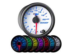 20 PSI Boost Gauge; White 7 Color (Universal; Some Adaptation May Be Required)