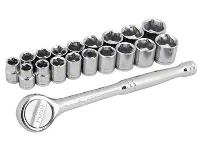 3/8-Inch Drive Socket Set; 19-Piece Set; 6 Point