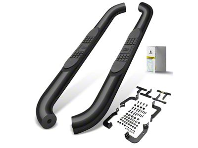 3-Inch Round Side Step Bars; Black (18-25 Jeep Wrangler JL 2-Door)