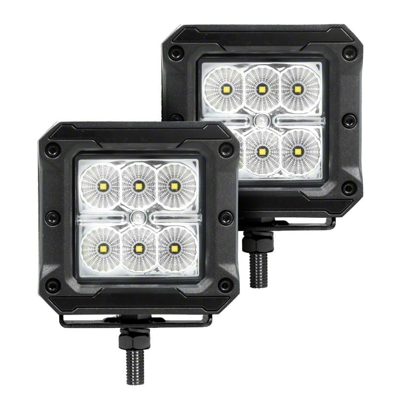 Go Rhino Jeep Wrangler 3-Inch x 3-Inch Bright Series LED Light Pods ...