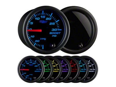 30 PSI Boost/Vacuum Gauge; Tinted 7 Color (Universal; Some Adaptation May Be Required)