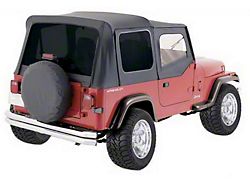 30 to 32-Inch Spare Tire Cover; Black Denim (66-18 Jeep CJ5, CJ7, Wrangler YJ, TJ & JK)