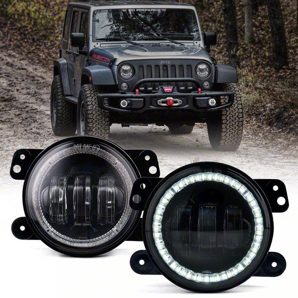 Jeep Wrangler 4-Inch Escapade Series 60W LED Fog Lights with White Halo ...