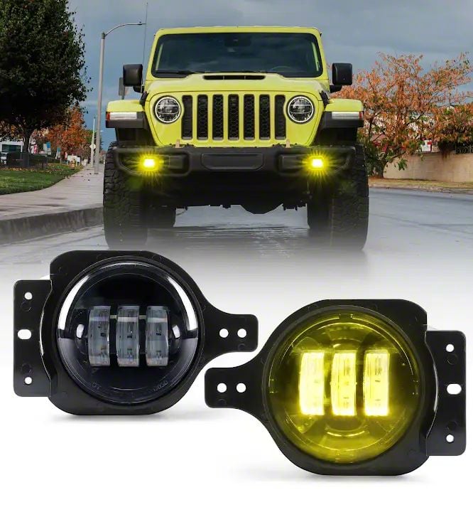 Jeep Wrangler 4-Inch III Series LED Fog Lights; Yellow (18-24 Jeep ...