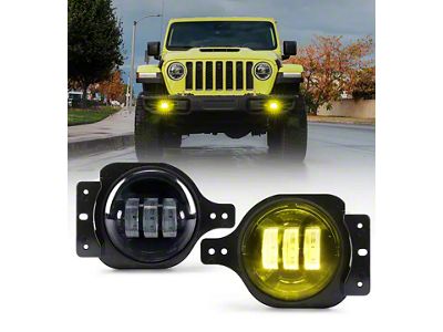 4-Inch III Series LED Fog Lights; Yellow (18-24 Jeep Wrangler JL)