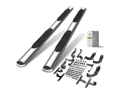 4-Inch Oval Straight Side Step Bars; Chrome (18-25 Jeep Wrangler JL 4-Door)