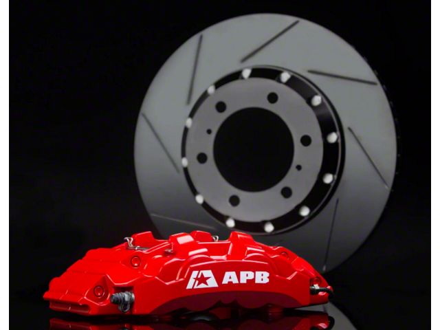 4-Piston Rear Big Brake Kit with 14-Inch Slotted Rotors; Red Calipers (18-24 Jeep Wrangler JL, Excluding Rubicon 392)