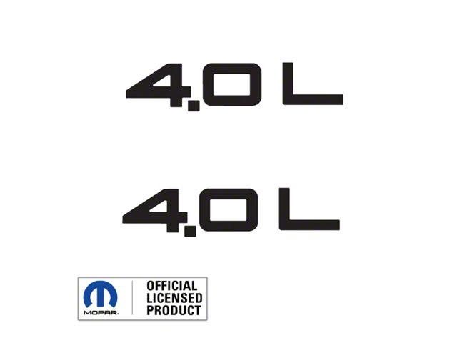 4.0L Side Logo; Gloss Black (97-06 Jeep Wrangler TJ)