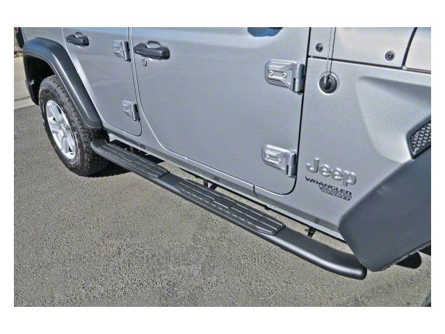 4X Series 4-Inch Oval Side Step Bars; Black (18-24 Jeep Wrangler JL 4-Door)
