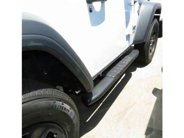 4X Series 4-Inch Oval Side Step Bars; Black (18-24 Jeep Wrangler JL 2-Door)