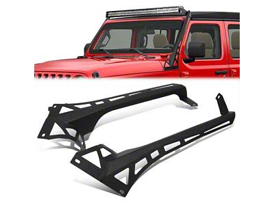 50 to 52-Inch Windshield LED Light Bar Mounting Brackets (18-24 Jeep Wrangler JL, Excluding 4xe & Rubicon 392)