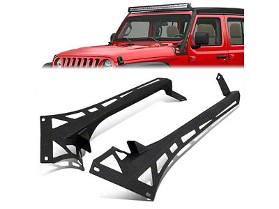 50 to 52-Inch Windshield LED Light Bar and Pod Mounting Brackets (18-24 Jeep Wrangler JL, Excluding 4xe & Rubicon 392)