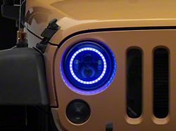 7-Inch Exhibit Series RGB Headlights with Chasing Halo; Black Housing; Clear Lens (97-18 Jeep Wrangler TJ & JK)