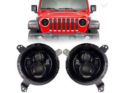 7-Inch Gen I Round LED Projector Headlights; Black Housing; Clear Lens (18-25 Jeep Wrangler JL)