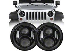 7-Inch Gen II Round LED Projector Headlights; Black Housing; Clear Lens (97-18 Jeep Wrangler TJ & JK)