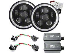 7-Inch Gen III Round LED Projector Headlights with White Halo DRL; Black Housing; Clear Lens (97-18 Jeep Wrangler TJ & JK)