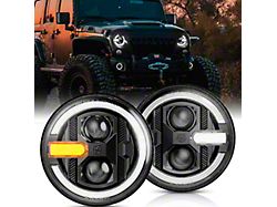 7-Inch Halo Headlights with DRL and Turn Signals; Black Housing; Clear Lens (07-18 Jeep Wrangler JK)