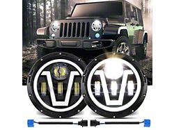 7-Inch LED Headlights with DRL and Amber Turn Signal; Black Housing; Clear Lens (76-86 Jeep CJ7; 97-18 Jeep Wrangler TJ & JK)