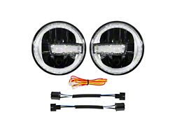 7-Inch LED Headlights with DRL Halo; Black Housing; Clear Lens (76-86 Jeep CJ7; 97-18 Jeep Wrangler TJ & JK)