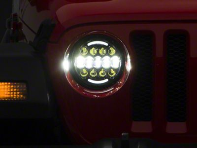 7-Inch LED Headlights with RGB Backlight; Black Housing; Clear Lens (18-24 Jeep Wrangler JL)